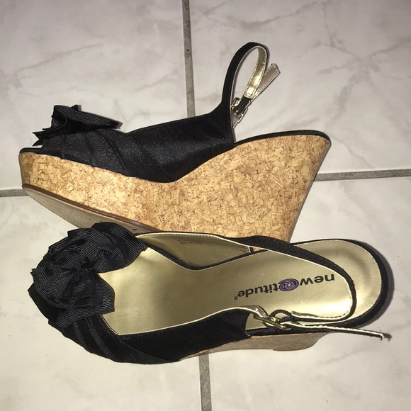 *FREE WITH PURCHASE New Attitude Peep Toe Cork Heels - Picture 2 of 4